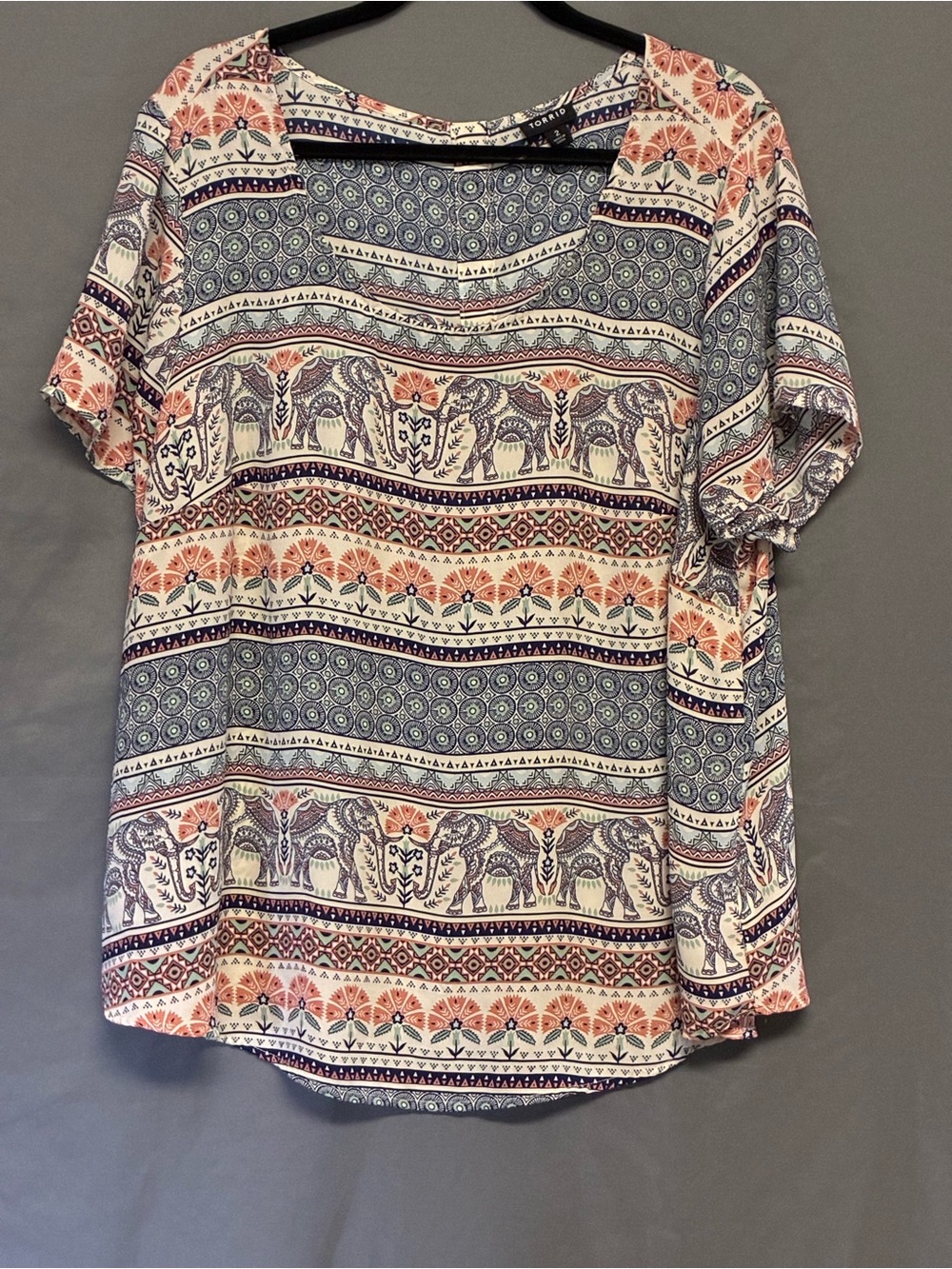 torrid Multicolor Elephant Print Short Sleeve Top